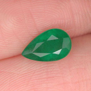 Smeraldo Verde naturale da 0.75 ct, Forma a pera, I1
