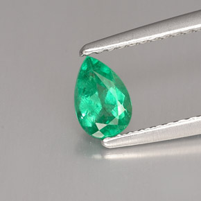 Smeraldo naturale verde da 0,43 ct, taglio a pera, SI-I1