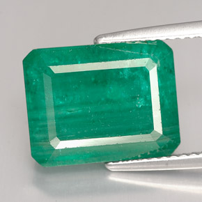 Smeraldo naturale verde da 7,55 ct, taglio smeraldo, SI-I1