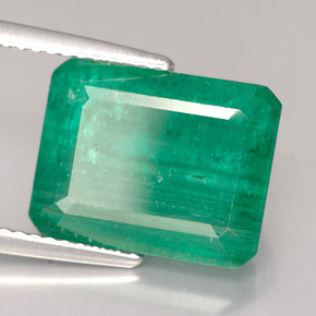 Smeraldo naturale verde da 7,55 ct, taglio smeraldo, SI-I1
