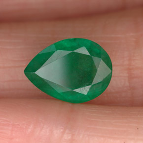 Smeraldo naturale verde da 2,32 ct, taglio a pera, SI-I1