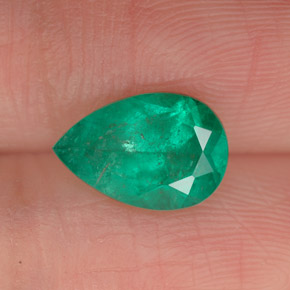 Smeraldo naturale verde da 1,40 ct, taglio a pera, I1