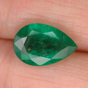 Smeraldo naturale verde da 1,86 ct, taglio a pera, SI-I1