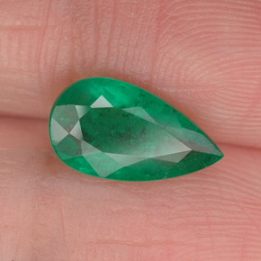 Smeraldo Verde naturale da 1.31 ct, Forma a pera, SI-I1