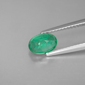 Smeraldo naturale verde da 1,00 ct, taglio ovale, SI-I1