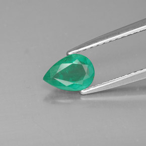 Smeraldo naturale verde da 0,49 ct, taglio a pera, SI-I1
