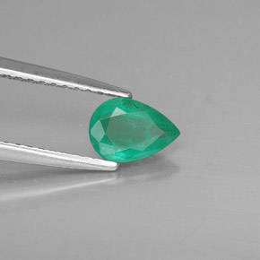 Smeraldo naturale verde da 0,49 ct, taglio a pera, SI-I1