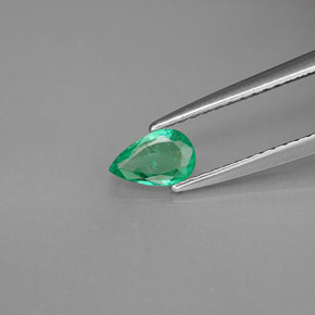 Smeraldo Verde naturale da 0.28 ct, Forma a pera, VS-SI