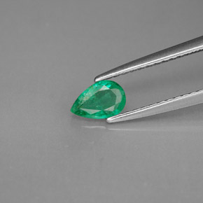 Smeraldo naturale verde da 0,32 ct, taglio a pera, VS-SI