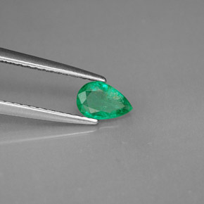 Smeraldo naturale verde da 0,32 ct, taglio a pera, VS-SI