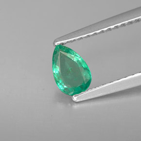 Smeraldo naturale verde da 0,39 ct, taglio a pera, VS-SI