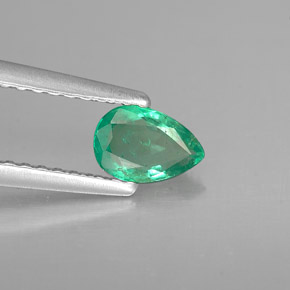 Smeraldo naturale verde da 0,39 ct, taglio a pera, VS-SI