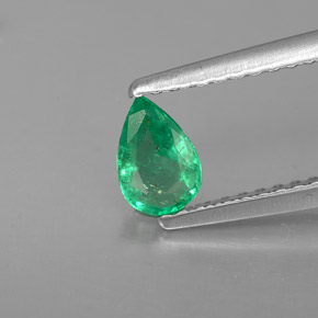 Smeraldo naturale verde da 0,35 ct, taglio a pera, VS-SI