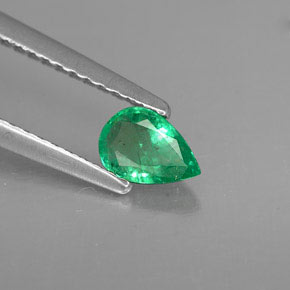 Smeraldo naturale verde da 0,35 ct, taglio a pera, VS-SI