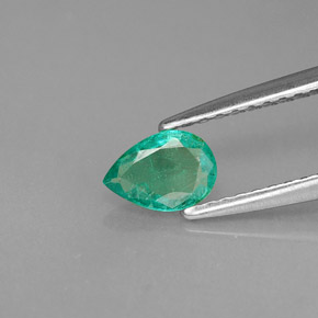 Smeraldo naturale verde da 0,34 ct, taglio a pera, VS-SI