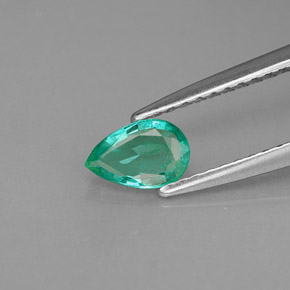 Smeraldo naturale verde da 0,32 ct, taglio a pera, VS-SI