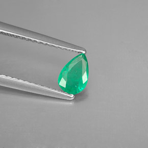 Smeraldo naturale verde da 0,31 ct, taglio a pera, SI-I1
