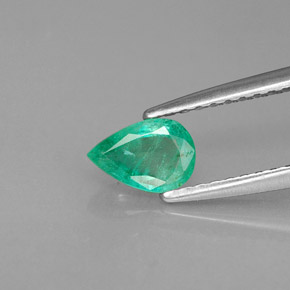 Smeraldo Verde naturale da 0.39 ct, Forma a pera, VS-SI