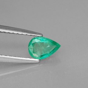 Smeraldo Verde naturale da 0.39 ct, Forma a pera, VS-SI
