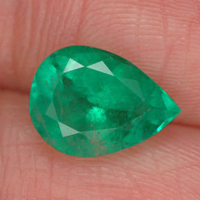 Smeraldo naturale verde da 2,22 ct, taglio a pera, VS-SI