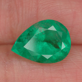 Smeraldo naturale verde da 2,22 ct, taglio a pera, VS-SI