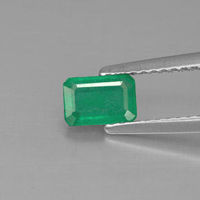 Smeraldo naturale verde da 0,57 ct, taglio smeraldo, SI-I1