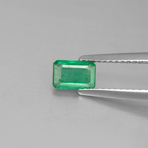 Smeraldo naturale verde da 0,46 ct, taglio smeraldo, SI-I1
