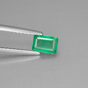 Smeraldo naturale verde da 0,44 ct, taglio smeraldo, SI-I1