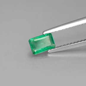 Smeraldo naturale verde da 0,44 ct, taglio smeraldo, SI-I1