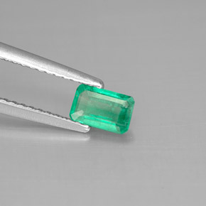 Smeraldo naturale verde da 0,37 ct, taglio smeraldo, SI
