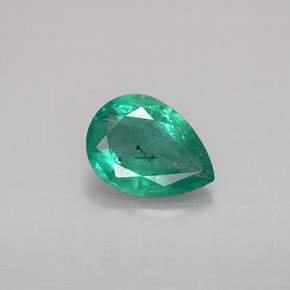 Smeraldo naturale verde da 0,91 ct, taglio a pera, VS-SI