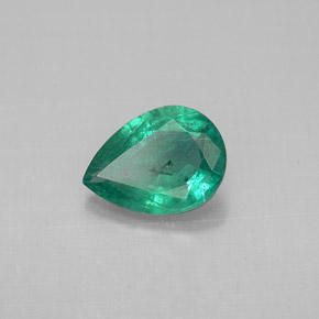 Smeraldo naturale verde da 0,91 ct, taglio a pera, VS-SI