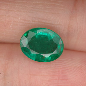 Smeraldo naturale verde da 1,63 ct, taglio ovale, VS-SI