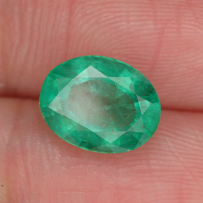 Smeraldo naturale verde da 1,87 ct, taglio ovale, SI