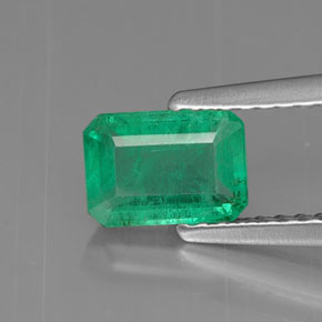 Smeraldo naturale verde da 0,75 ct, taglio smeraldo, SI-I1