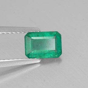 Smeraldo naturale verde da 0,77 ct, taglio smeraldo, SI-I1