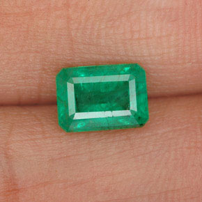 Smeraldo naturale verde da 0,97 ct, taglio smeraldo, I1
