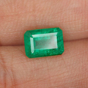 Smeraldo naturale verde da 0,97 ct, taglio smeraldo, I1