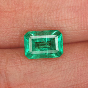 Smeraldo naturale verde da 0,83 ct, taglio smeraldo, SI-I1
