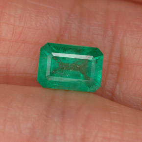 Smeraldo naturale verde da 0,81 ct, taglio smeraldo, SI-I1