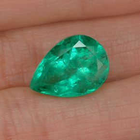 Smeraldo naturale verde da 4,79 ct, taglio a pera, SI