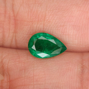 Smeraldo naturale verde da 0,98 ct, taglio a pera, VS-SI
