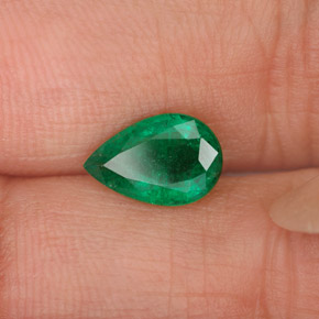 Smeraldo naturale verde da 0,98 ct, taglio a pera, VS-SI