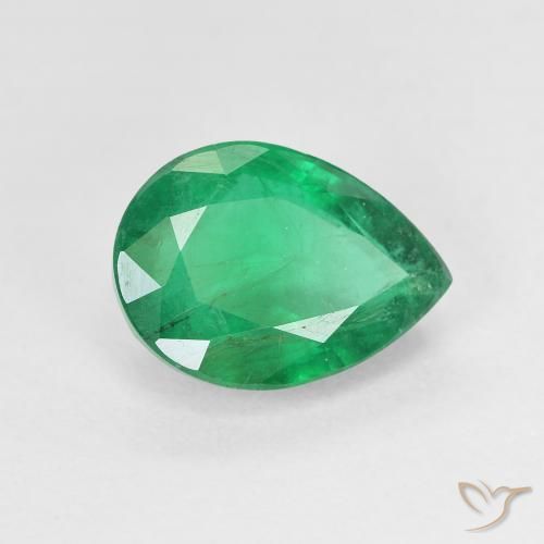 Smeraldo Verde medio naturale da 2.53 ct, Forma a pera, SI-I1