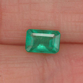 Smeraldo naturale verde da 0,49 ct, taglio smeraldo, SI-I1