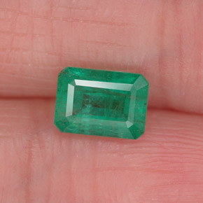 Smeraldo naturale verde da 0,87 ct, taglio smeraldo, I1