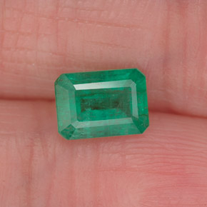 Smeraldo naturale verde da 0,87 ct, taglio smeraldo, I1