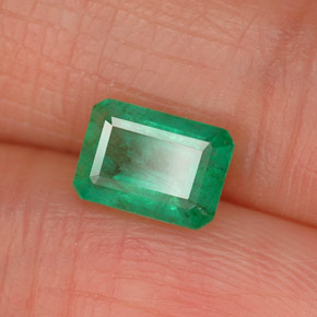 Smeraldo naturale verde da 0,92 ct, taglio smeraldo, SI-I1