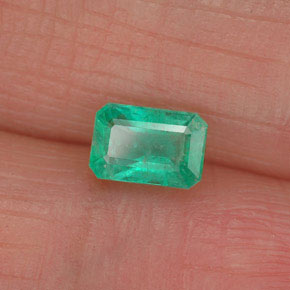 Smeraldo naturale verde da 0,58 ct, taglio smeraldo, SI-I1