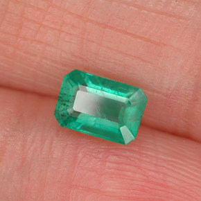 Smeraldo naturale verde da 0,60 ct, taglio smeraldo, SI-I1